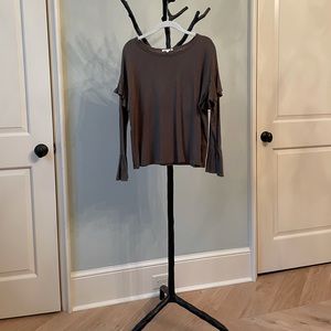 Sundry olive green long sleeve top xs